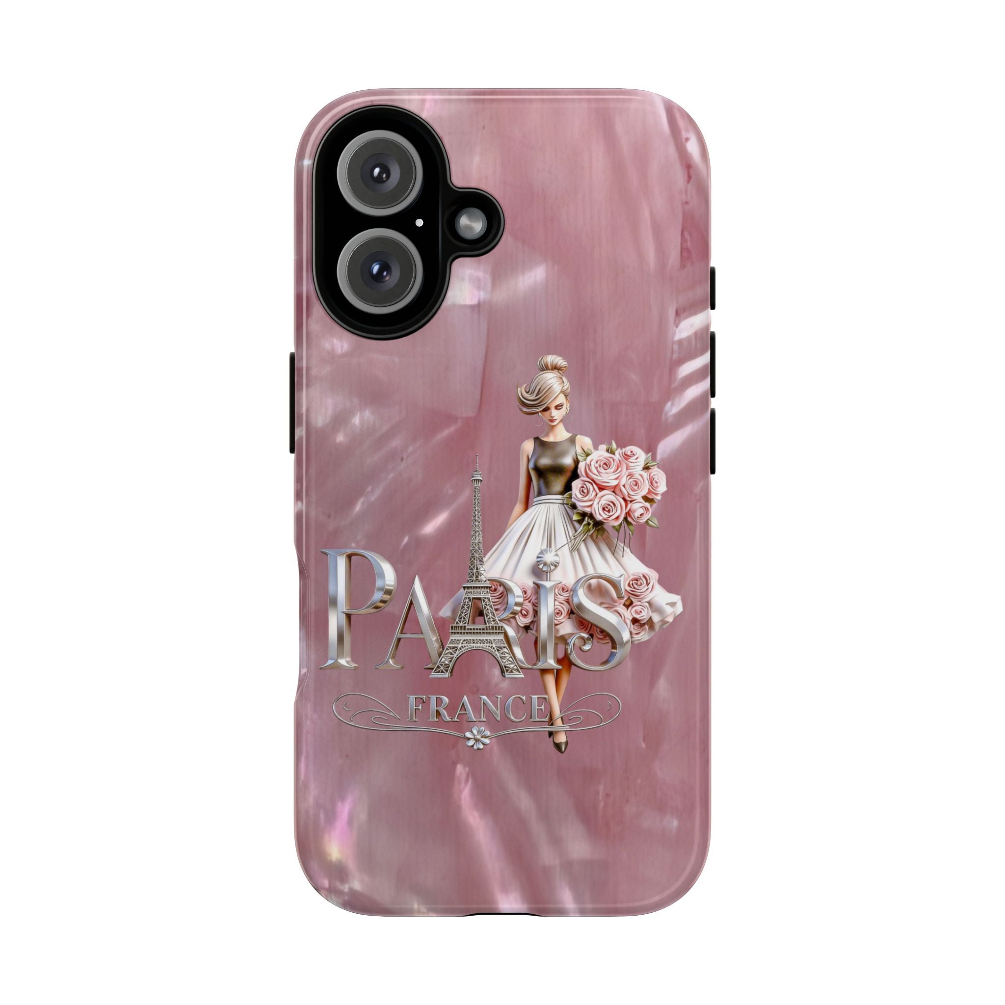 Paris Floral Phone Case - Pink Eiffel Tower Fashion Girl Tough Case Printify