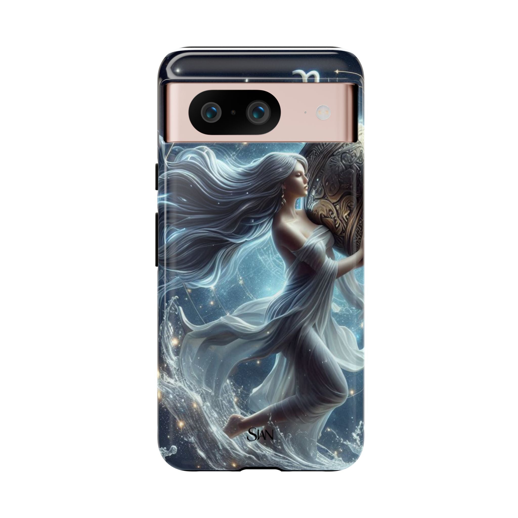 Moonlit Athena figure phone case | Goddess warrior celestial art tough case Printify