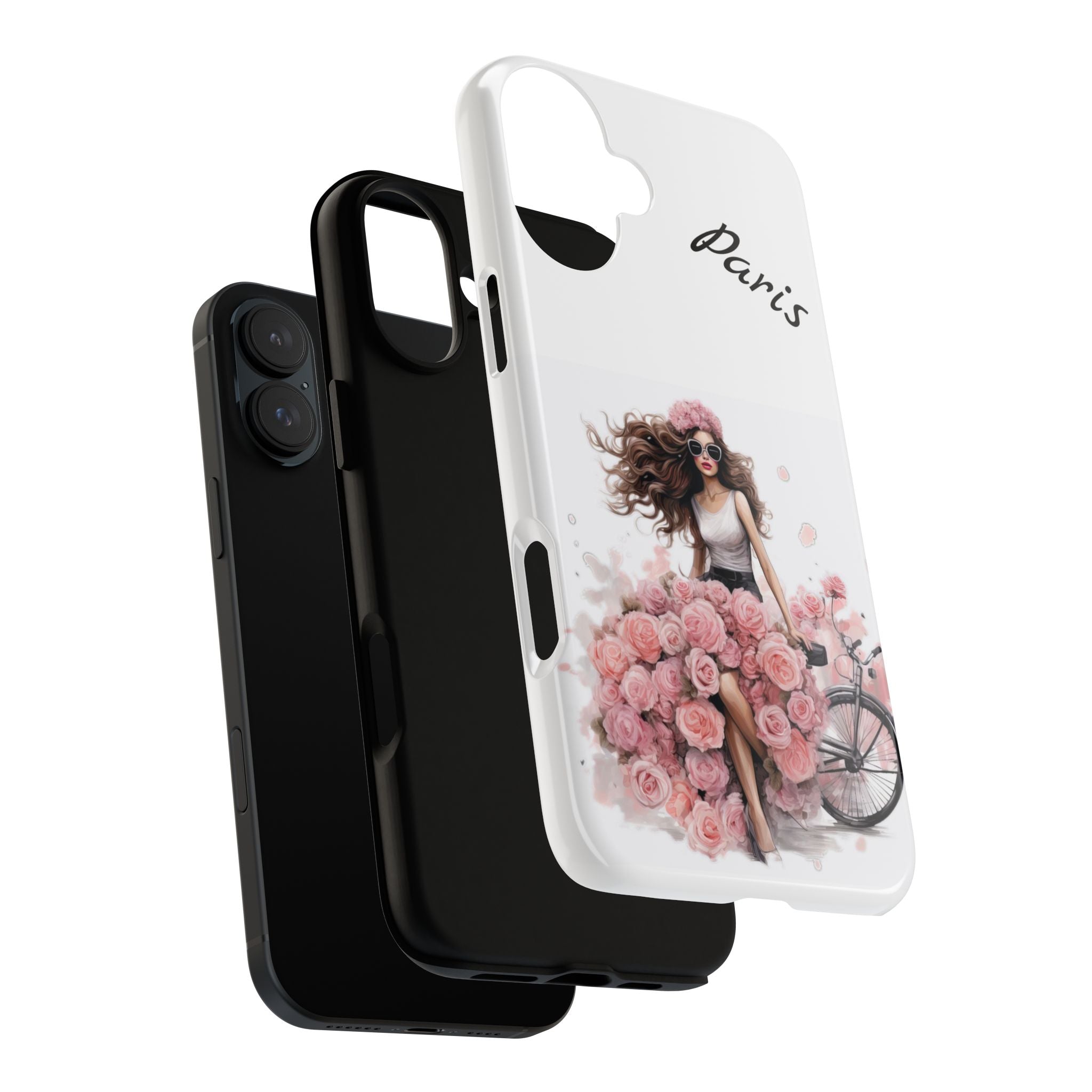Paris Rose Bicycle woman phone case | Floral iPhone case Printify
