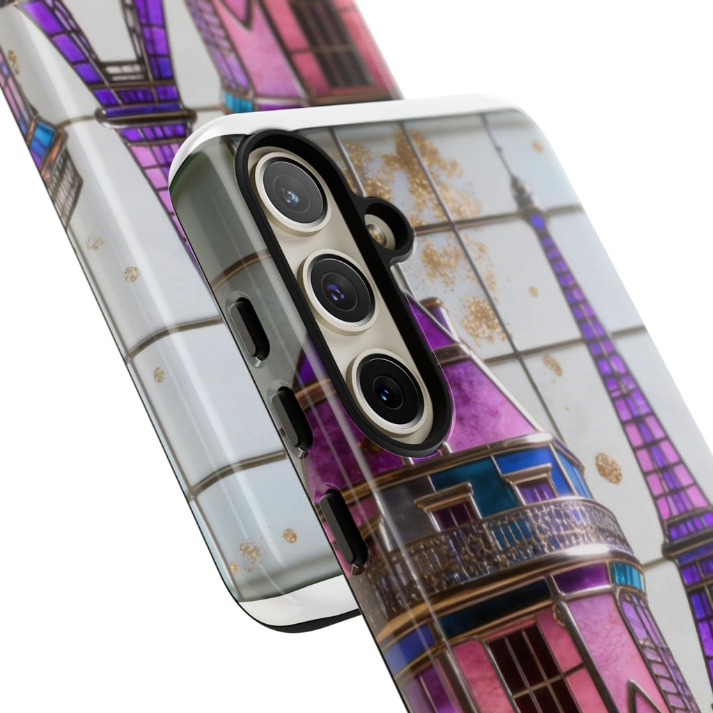 Parisian Eiffel Tower Tough Phone Case — Purple Vintage Cityscape Printify