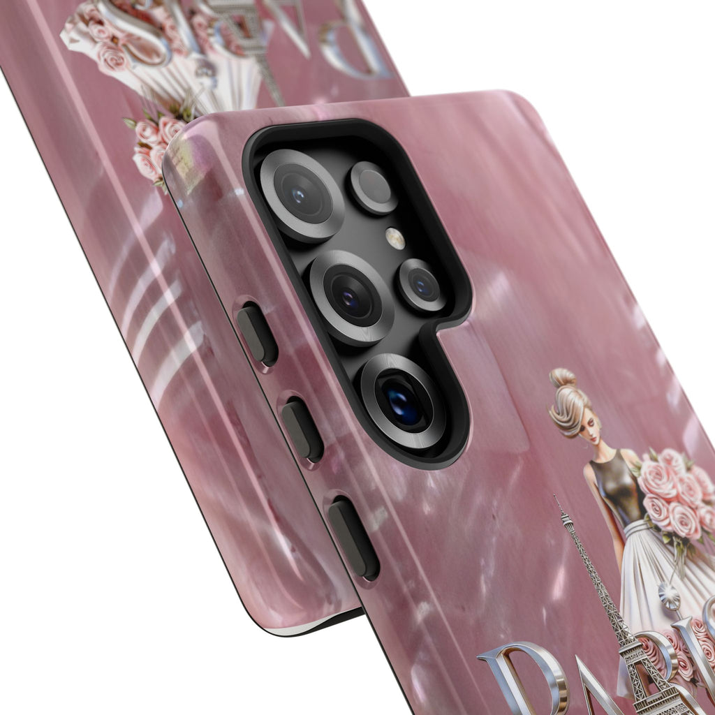 Paris Floral Phone Case - Pink Eiffel Tower Fashion Girl Tough Case Printify