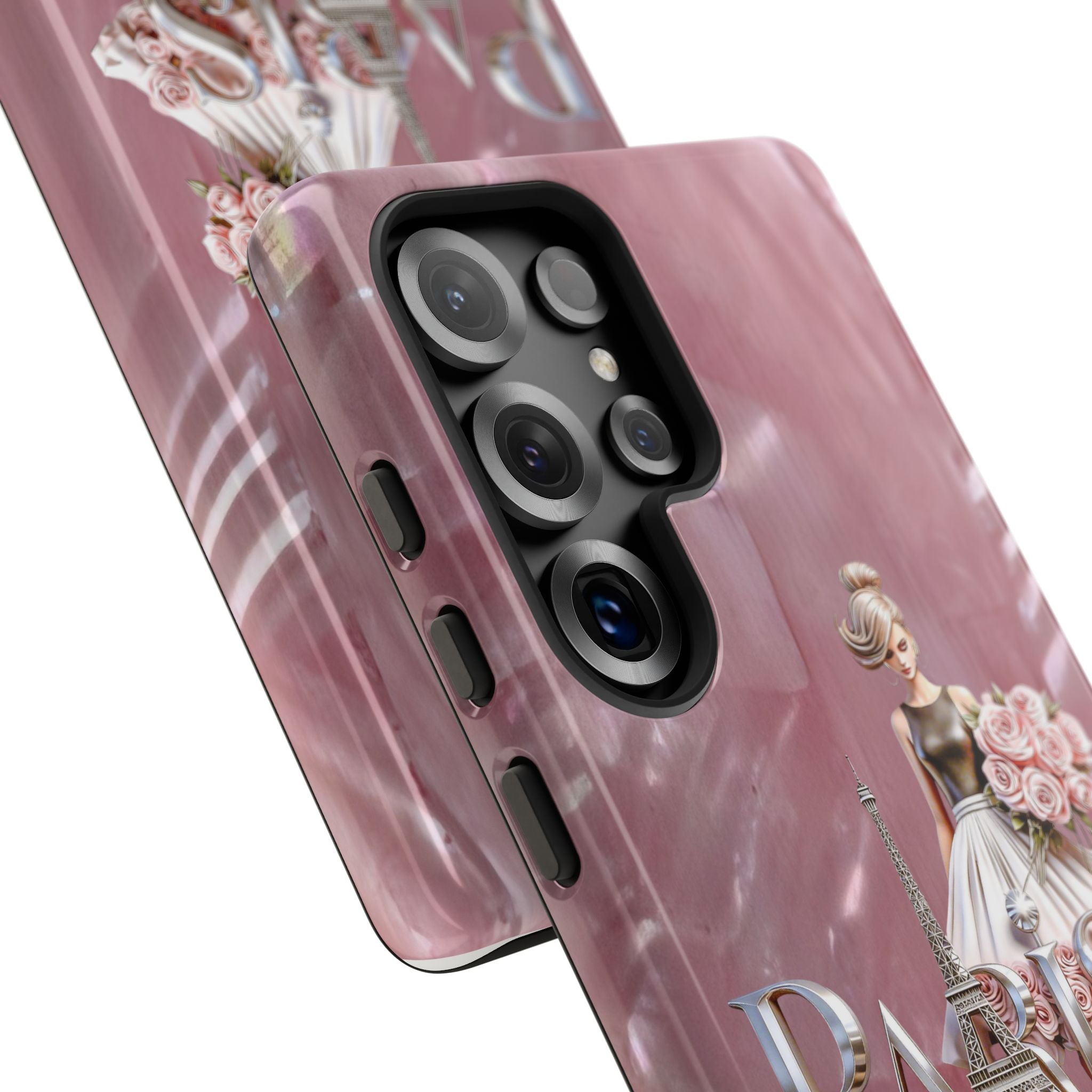 Paris Floral Phone Case - Pink Eiffel Tower Fashion Girl Tough Case Printify