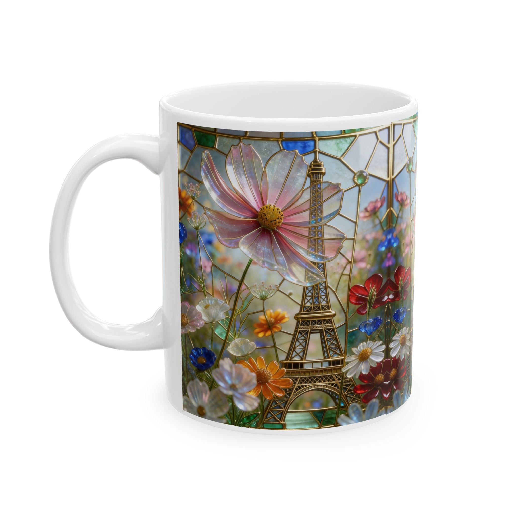 Colorful Glass Cup Ceramic Mug — Bright Rainbow 11oz & 15oz Printify