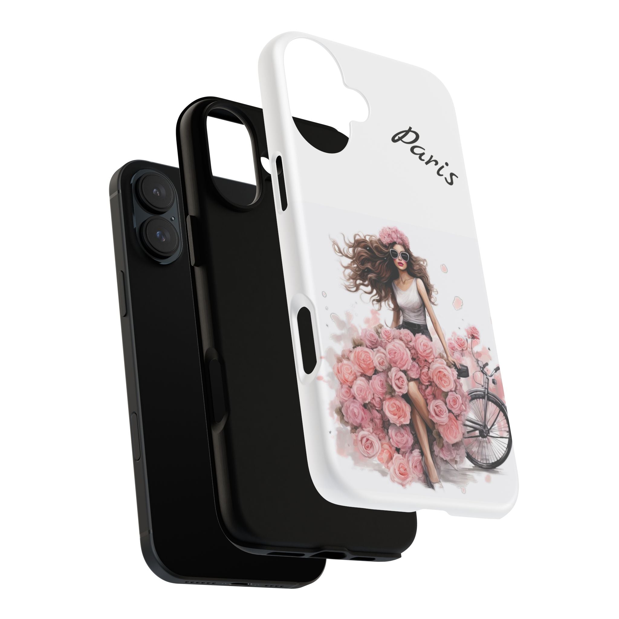 Paris Rose Bicycle woman phone case | Floral iPhone case Printify