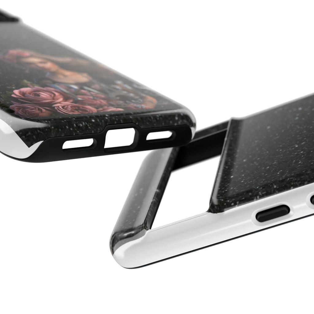 Floral Gothic Phone Case — Rose Crowned Woman on Sparkle Black Printify