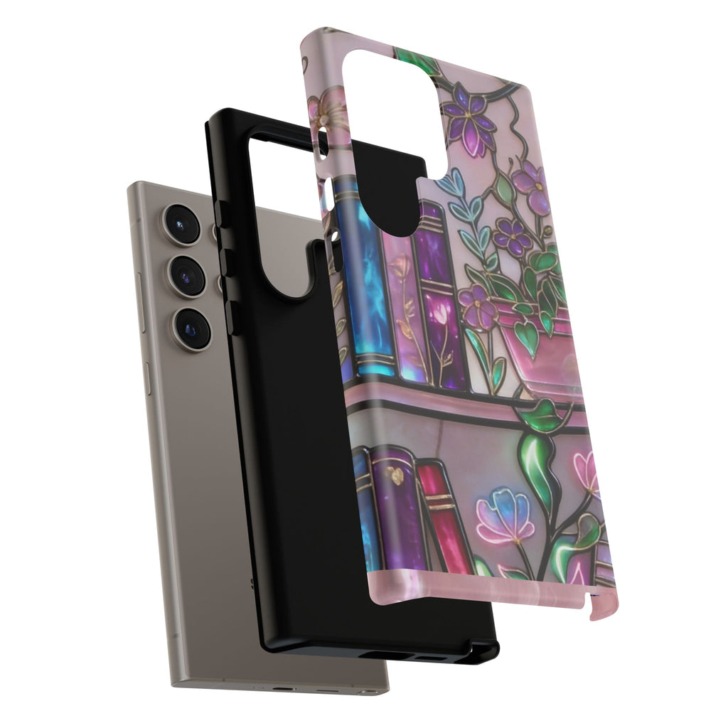 Floral Bookshelf Phone Case — Pastel Botanicals & Magical Book Art Printify