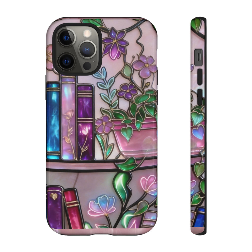 Floral Bookshelf Phone Case — Pastel Botanicals & Magical Book Art Printify
