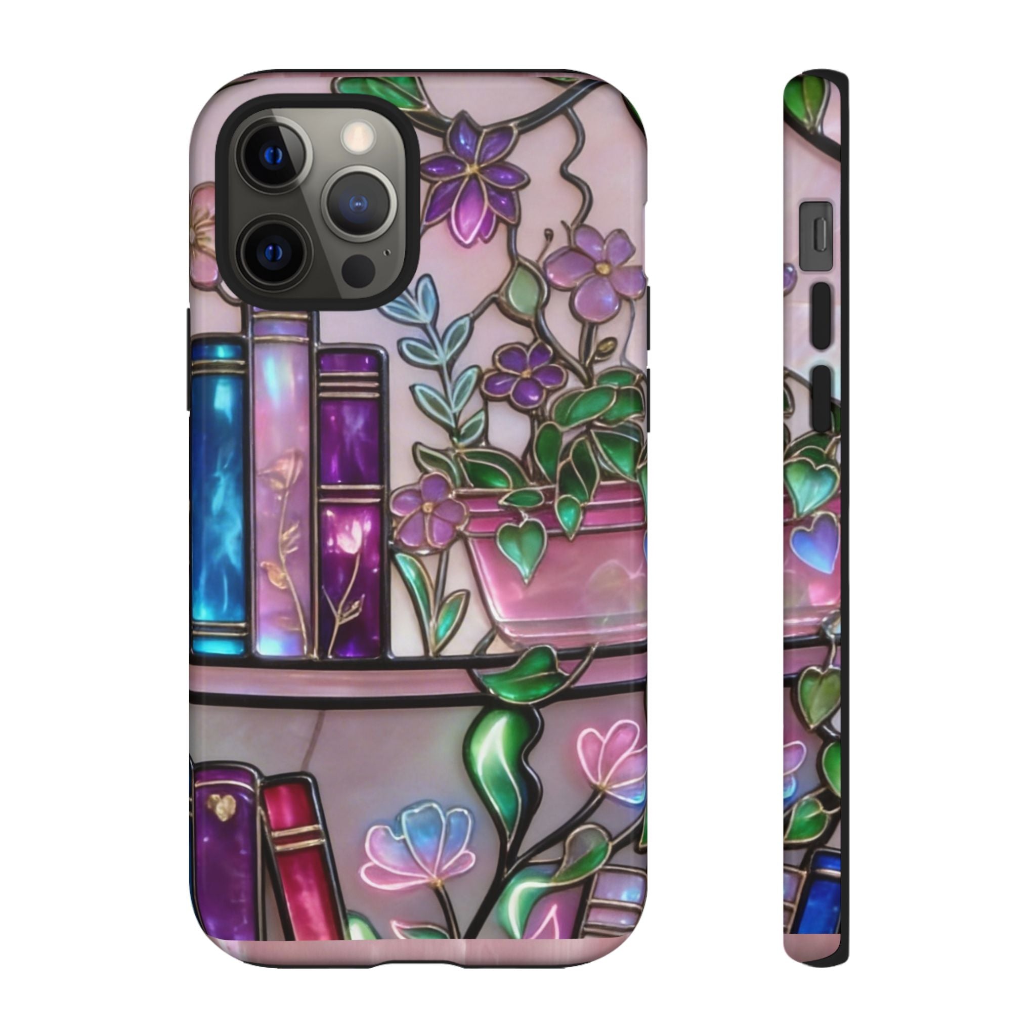 Floral Bookshelf Phone Case — Pastel Botanicals & Magical Book Art Printify