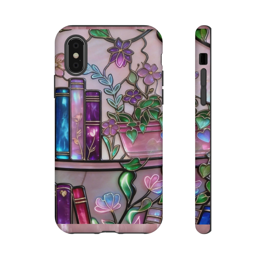 Floral Bookshelf Phone Case — Pastel Botanicals & Magical Book Art Printify