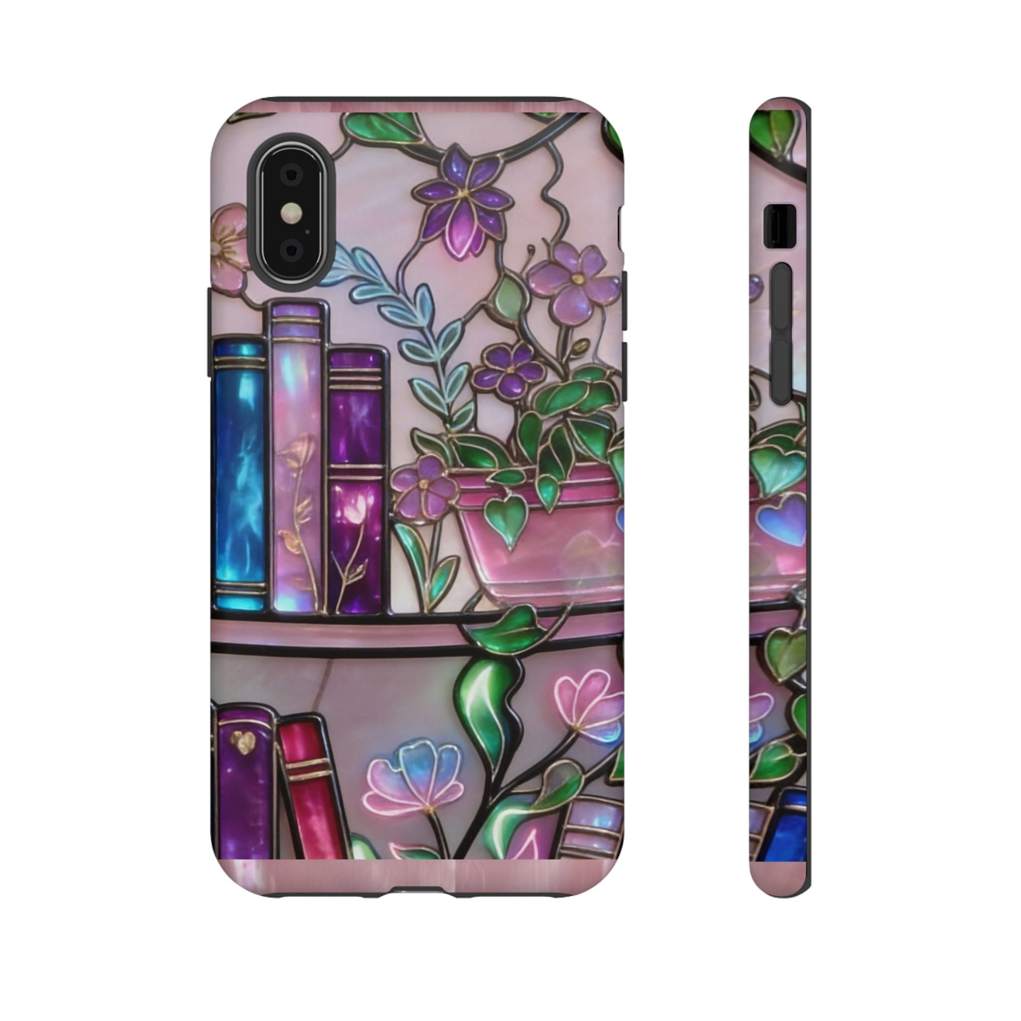 Floral Bookshelf Phone Case — Pastel Botanicals & Magical Book Art Printify