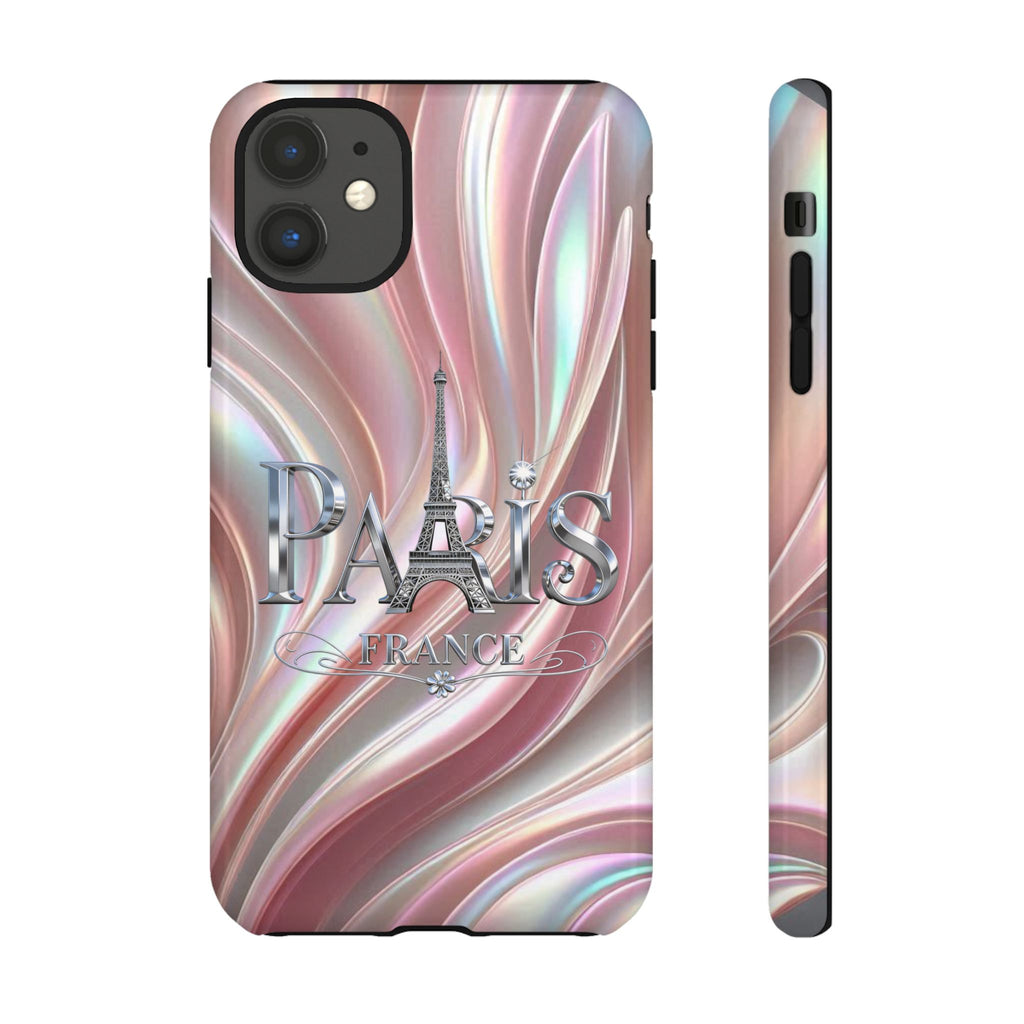 Paris Eiffel Phone Case — Iridescent Swirl Tough Case Printify