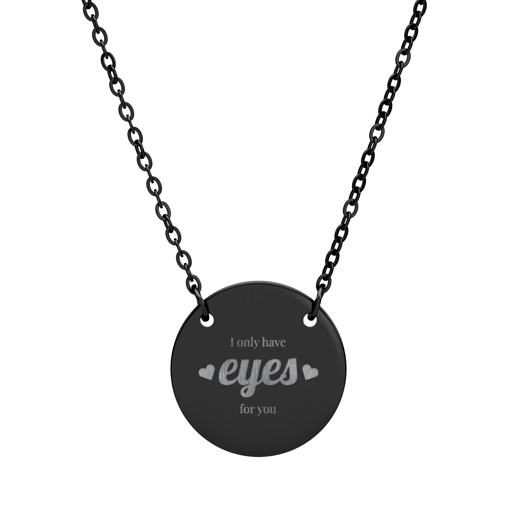 engraved 'eyes' circle necklace, round pendant engraving Printify