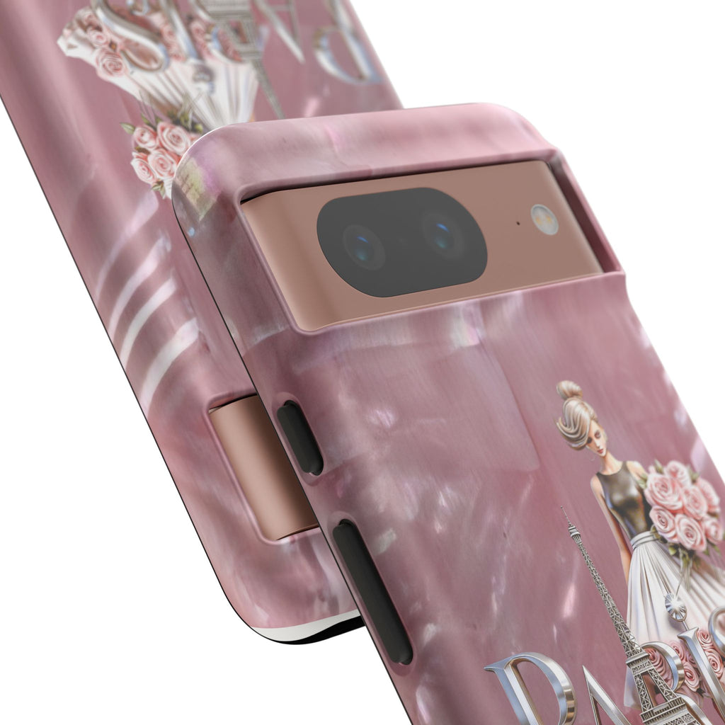 Paris Floral Phone Case - Pink Eiffel Tower Fashion Girl Tough Case Printify