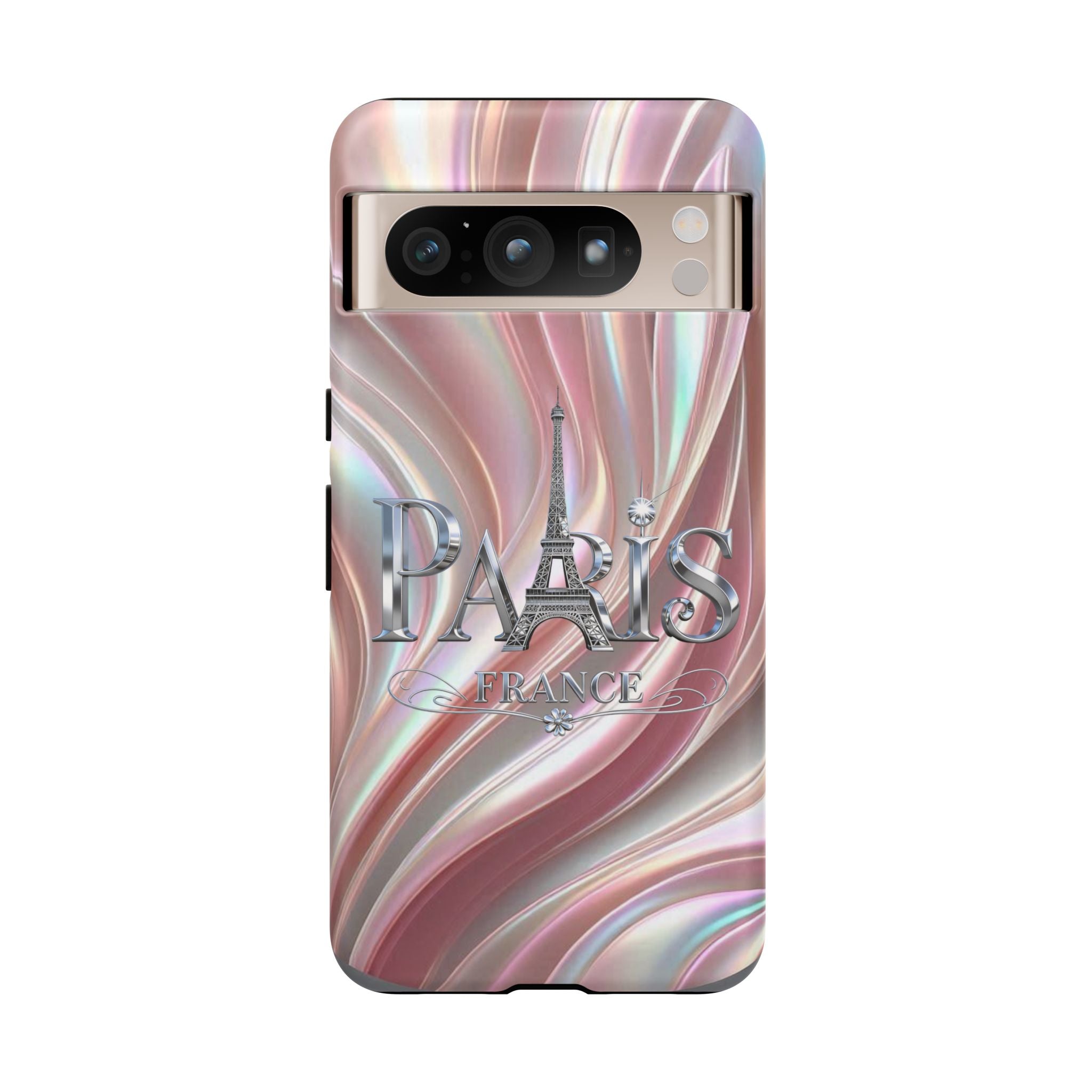 Paris Eiffel Phone Case — Iridescent Swirl Tough Case Printify
