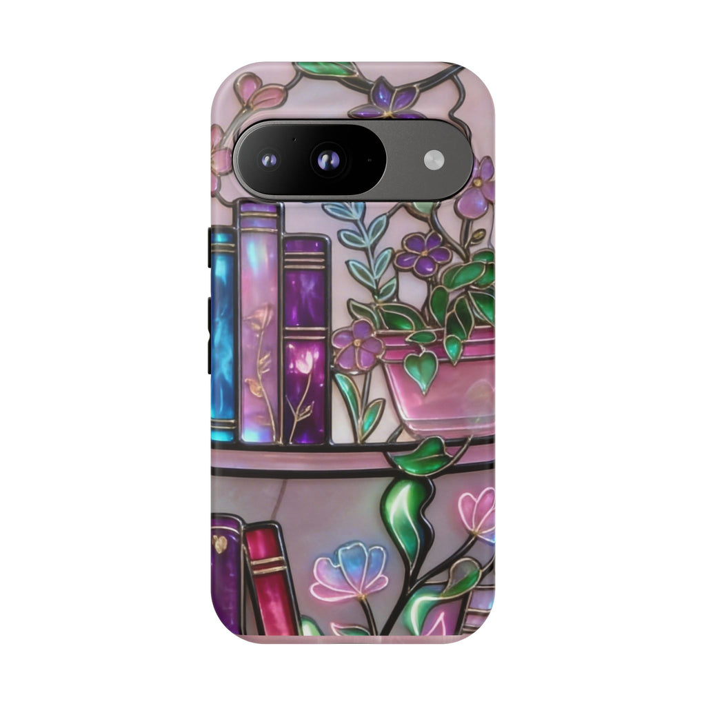 Floral Bookshelf Phone Case — Pastel Botanicals & Magical Book Art Printify