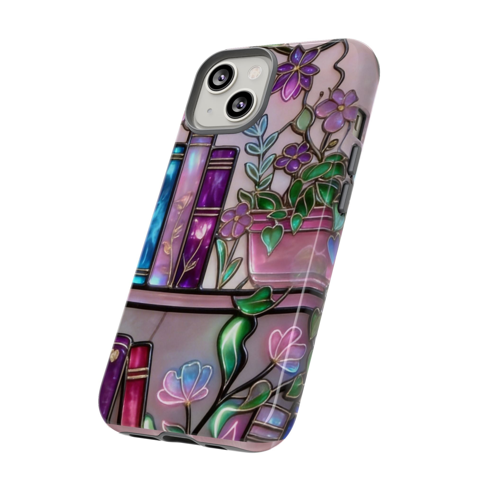 Floral Bookshelf Phone Case — Pastel Botanicals & Magical Book Art Printify