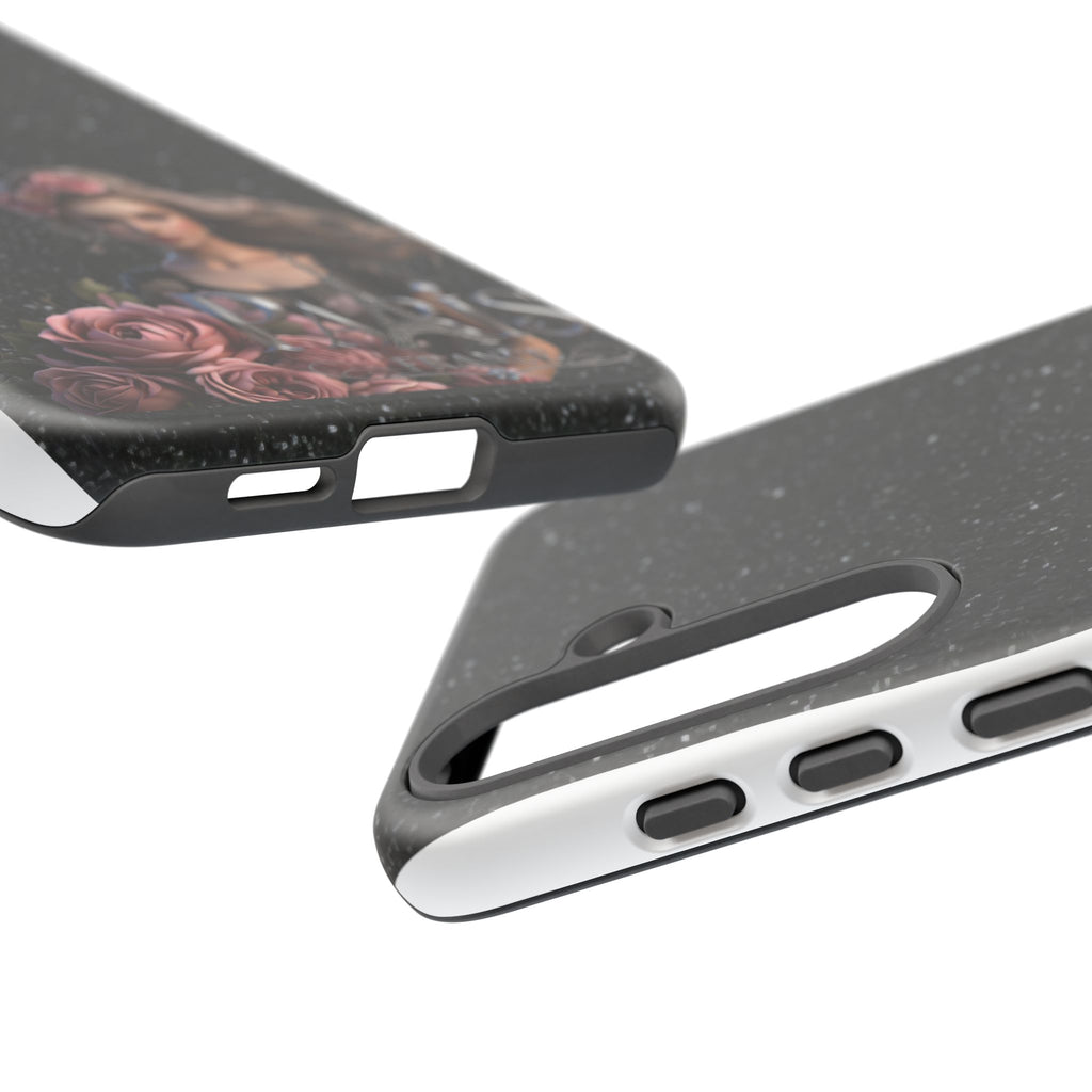 Floral Gothic Phone Case — Rose Crowned Woman on Sparkle Black Printify