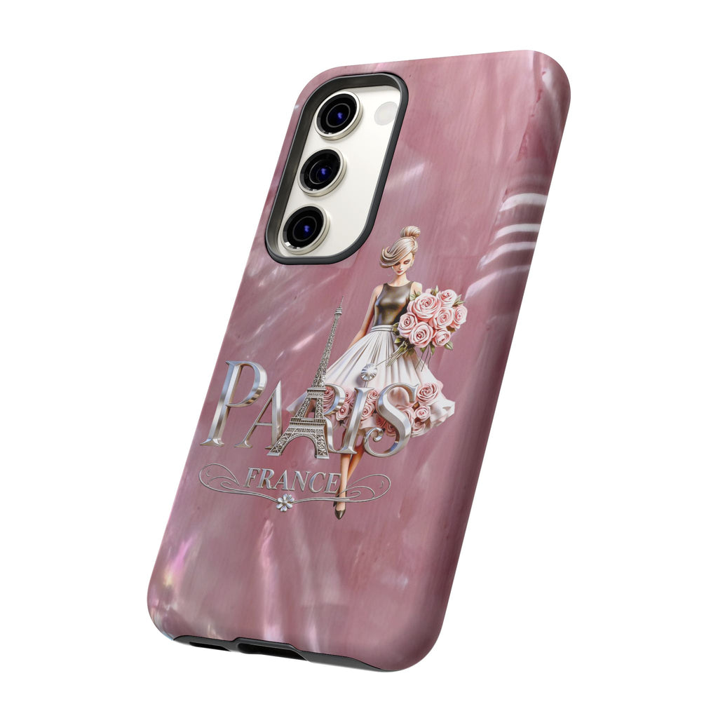 Paris Floral Phone Case - Pink Eiffel Tower Fashion Girl Tough Case Printify