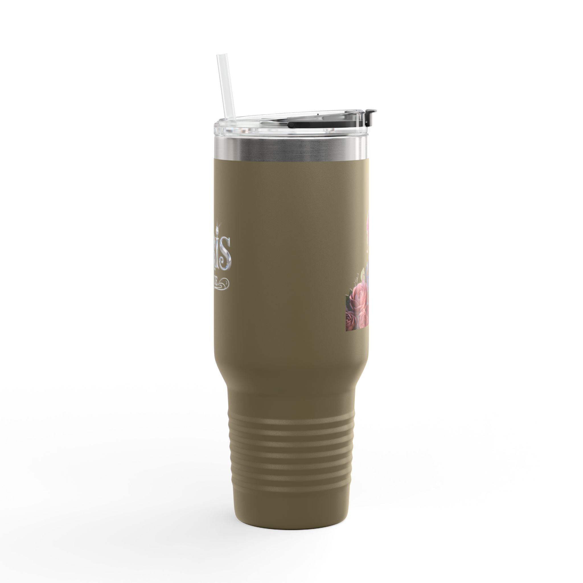 40oz Insulated Travel Mug — Floral Queen Design Printify