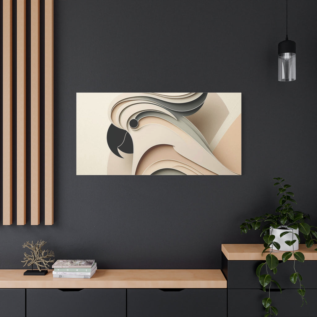 Abstract Paper Cut Cockatoo Matte Canvas Printify