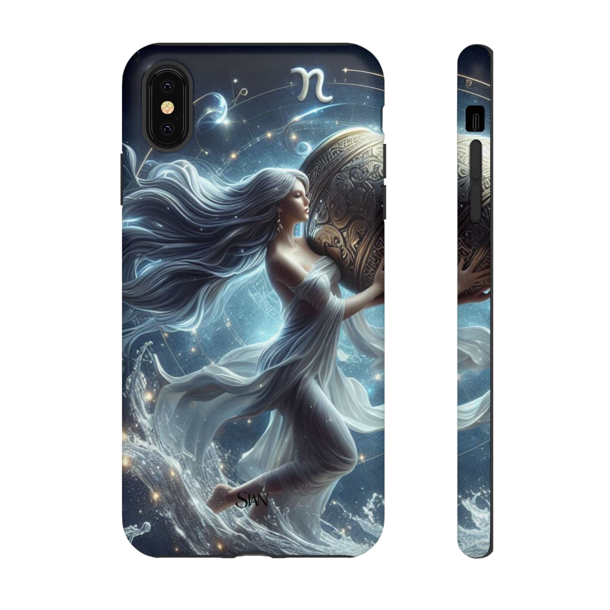 Moonlit Athena figure phone case | Goddess warrior celestial art tough case Printify