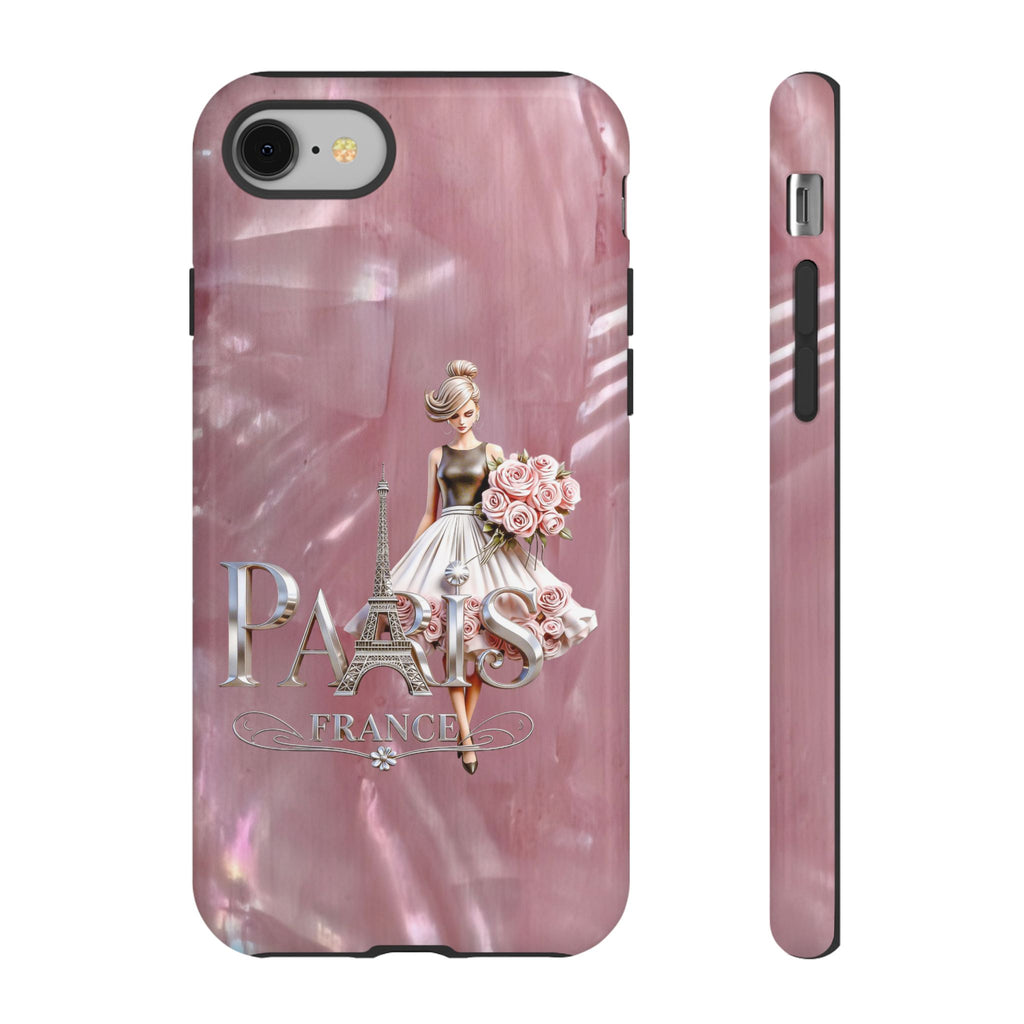 Paris Floral Phone Case - Pink Eiffel Tower Fashion Girl Tough Case Printify