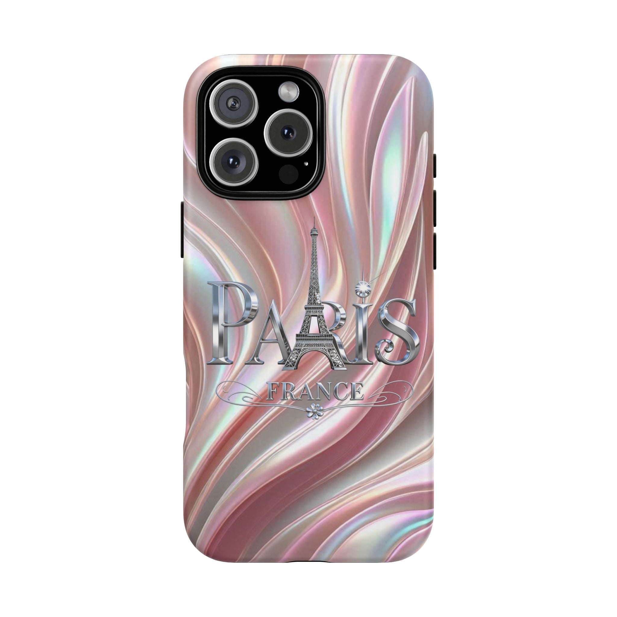 Paris Eiffel Phone Case — Iridescent Swirl Tough Case Printify