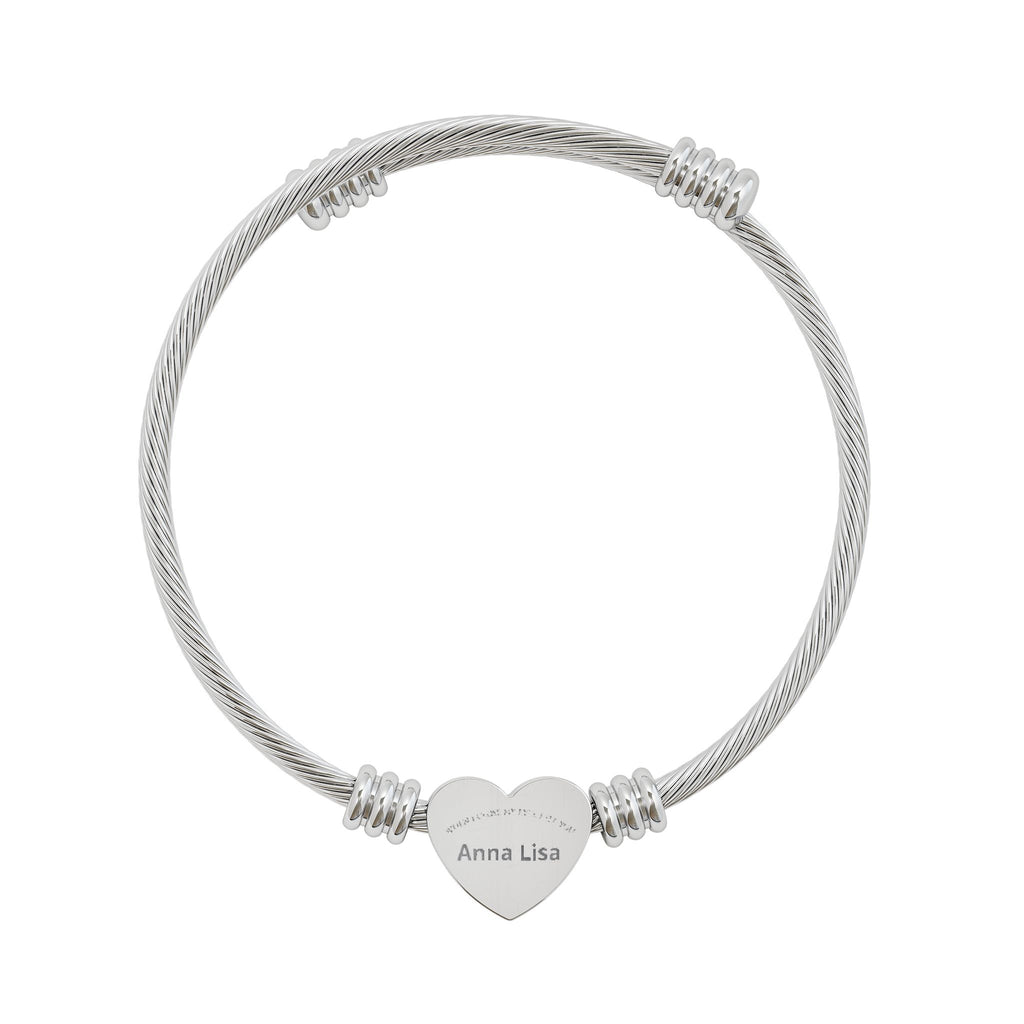 Engravable Heart Cuff Bracelet — Personalized Birthstone & Message Gift Printify