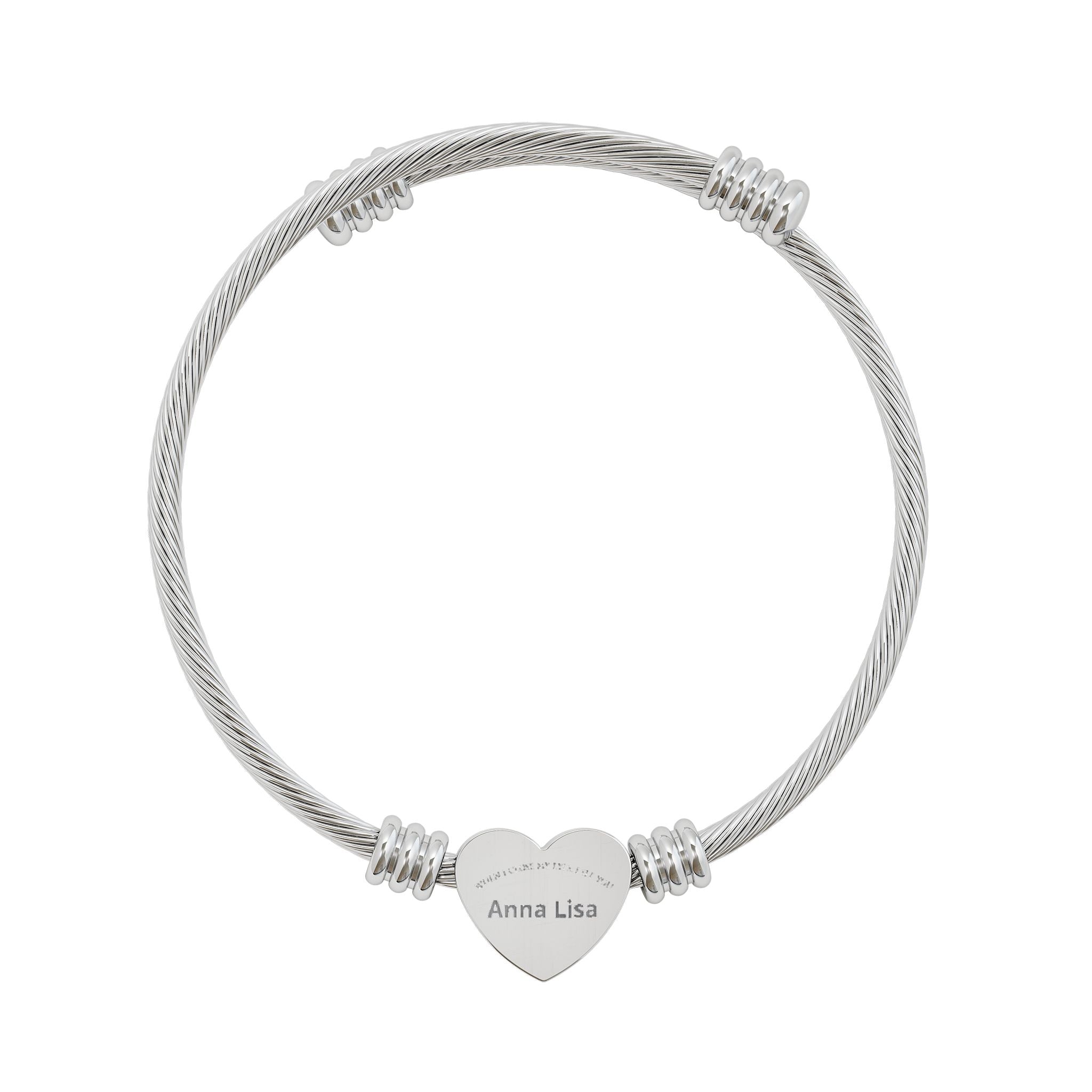 Engravable Heart Cuff Bracelet — Personalized Birthstone & Message Gift Printify