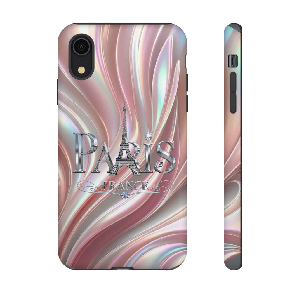 Paris Eiffel Phone Case — Iridescent Swirl Tough Case Printify