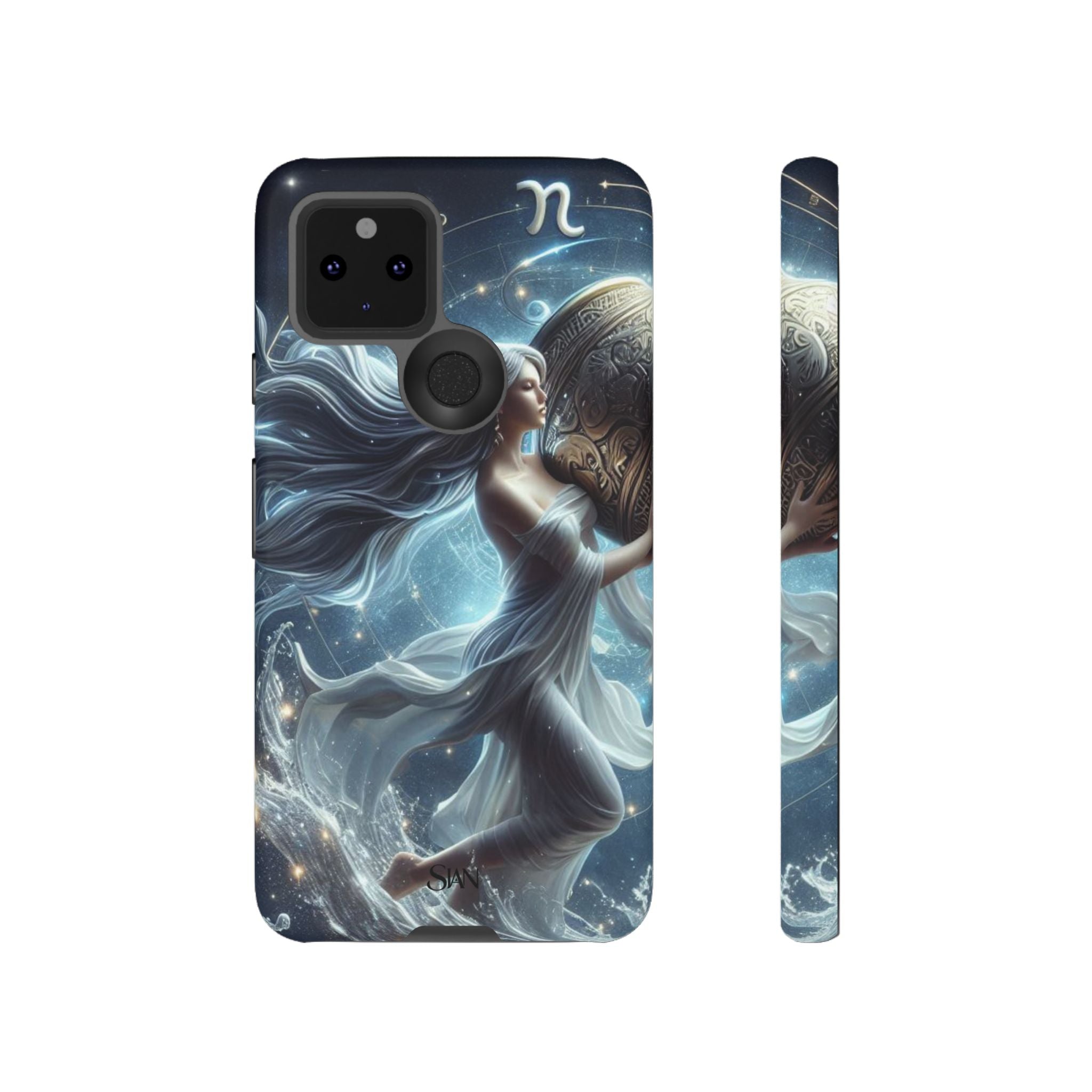Moonlit Athena figure phone case | Goddess warrior celestial art tough case Printify