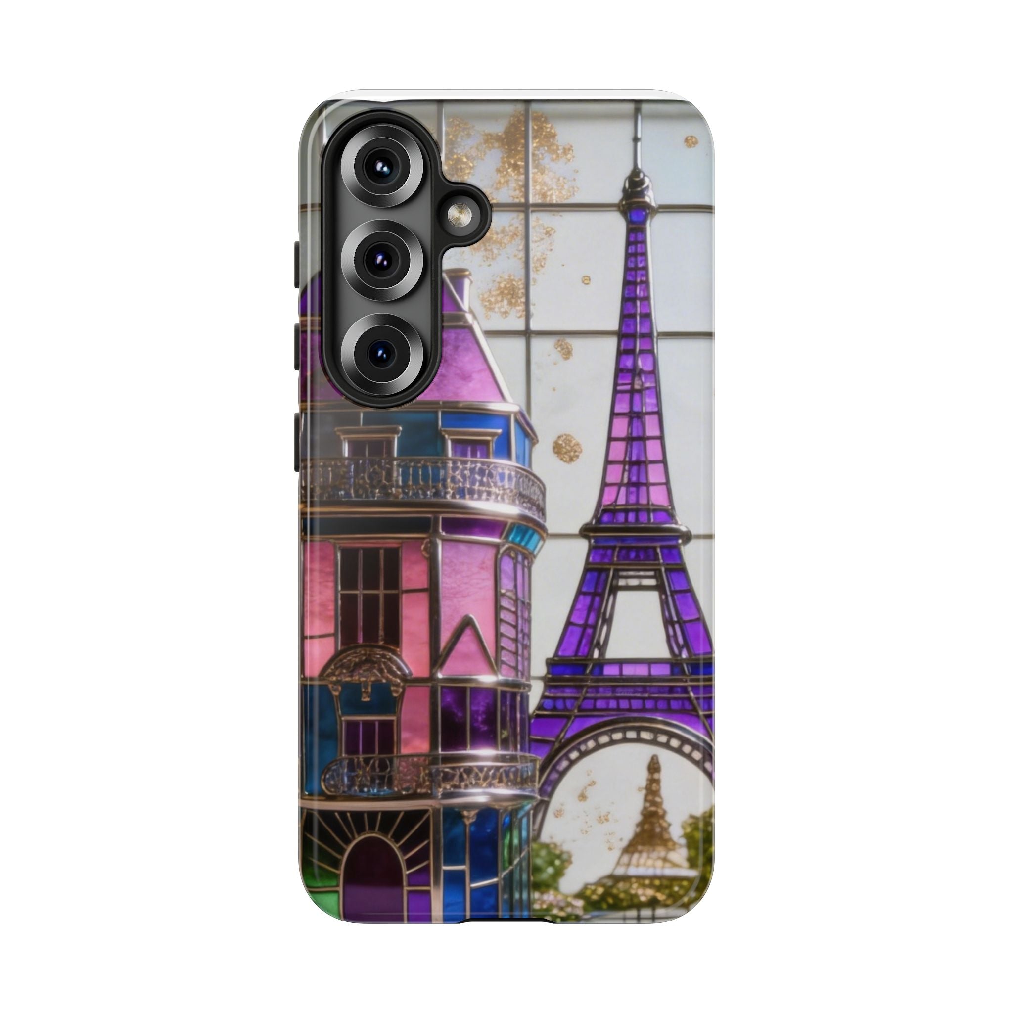 Parisian Eiffel Tower Tough Phone Case — Purple Vintage Cityscape Printify
