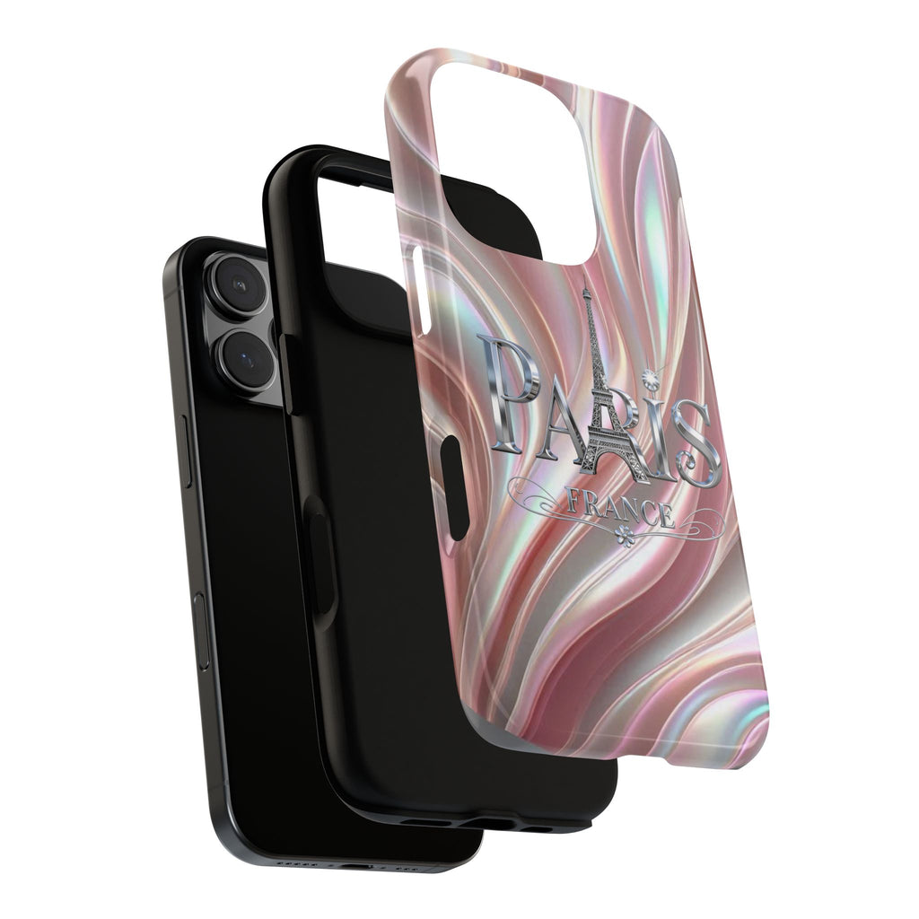 Paris Eiffel Phone Case — Iridescent Swirl Tough Case Printify