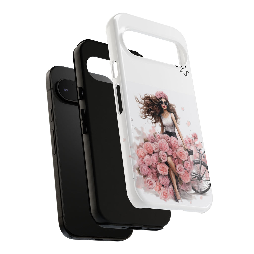 Paris Rose Bicycle woman phone case | Floral iPhone case Printify