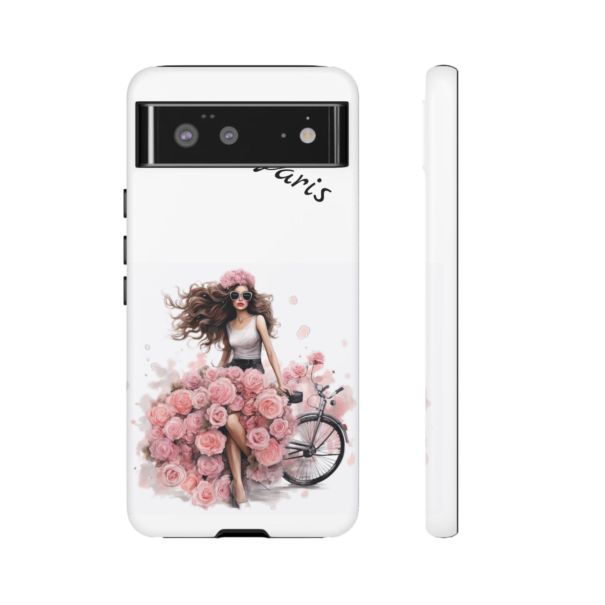 Paris Rose Bicycle woman phone case | Floral iPhone case Printify