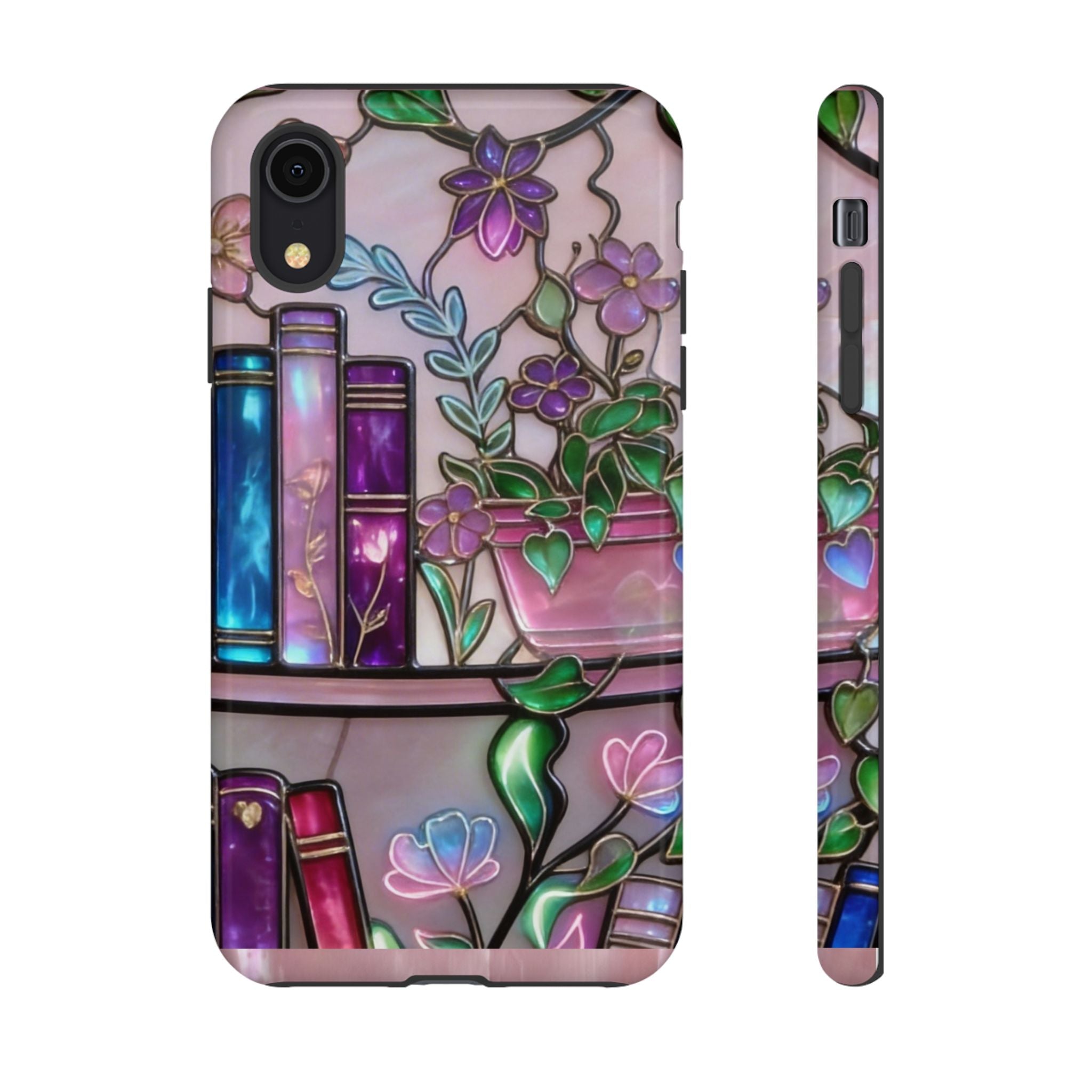Floral Bookshelf Phone Case — Pastel Botanicals & Magical Book Art Printify