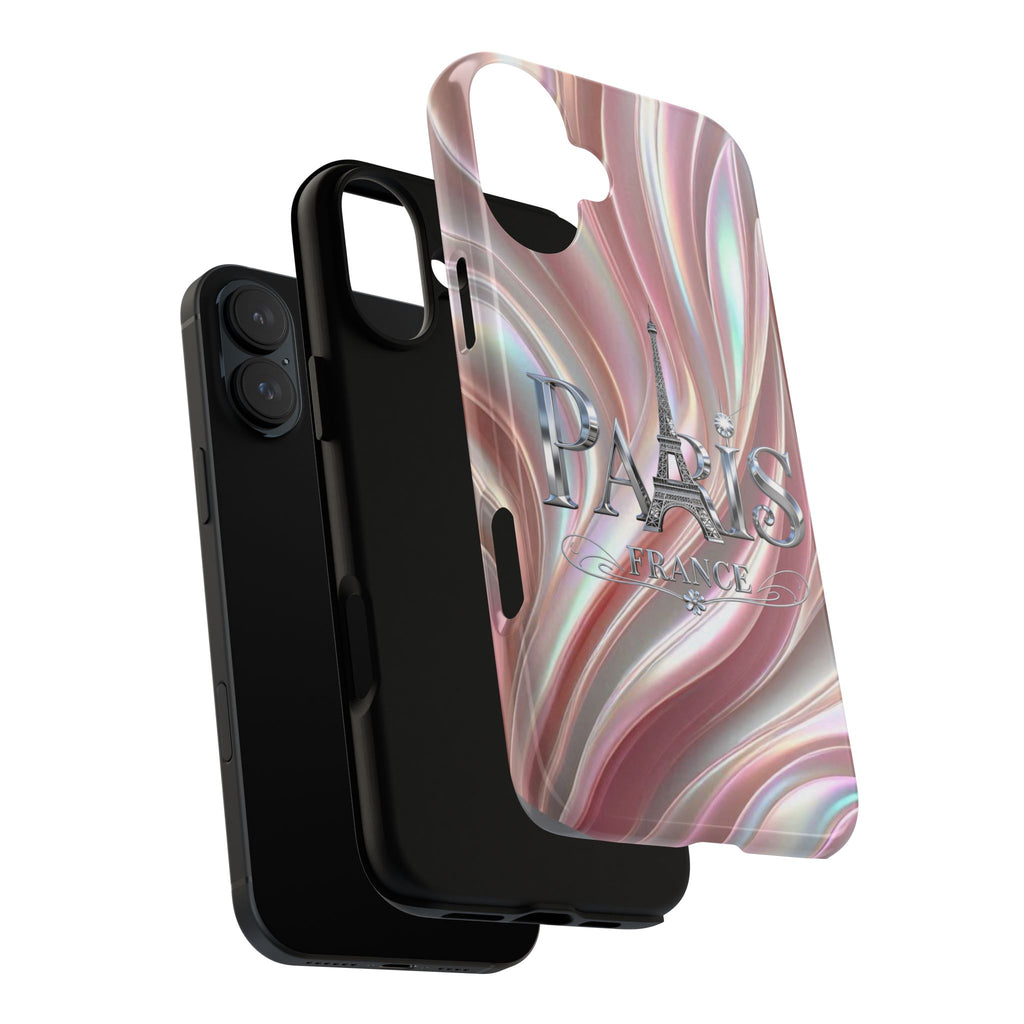 Paris Eiffel Phone Case — Iridescent Swirl Tough Case Printify