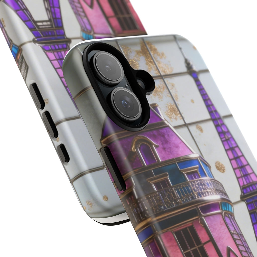 Parisian Eiffel Tower Tough Phone Case — Purple Vintage Cityscape Printify