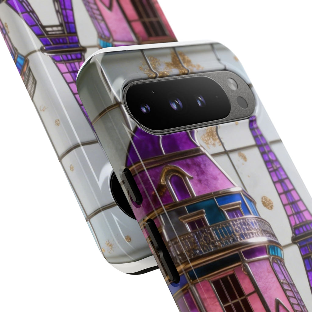 Parisian Eiffel Tower Tough Phone Case — Purple Vintage Cityscape Printify