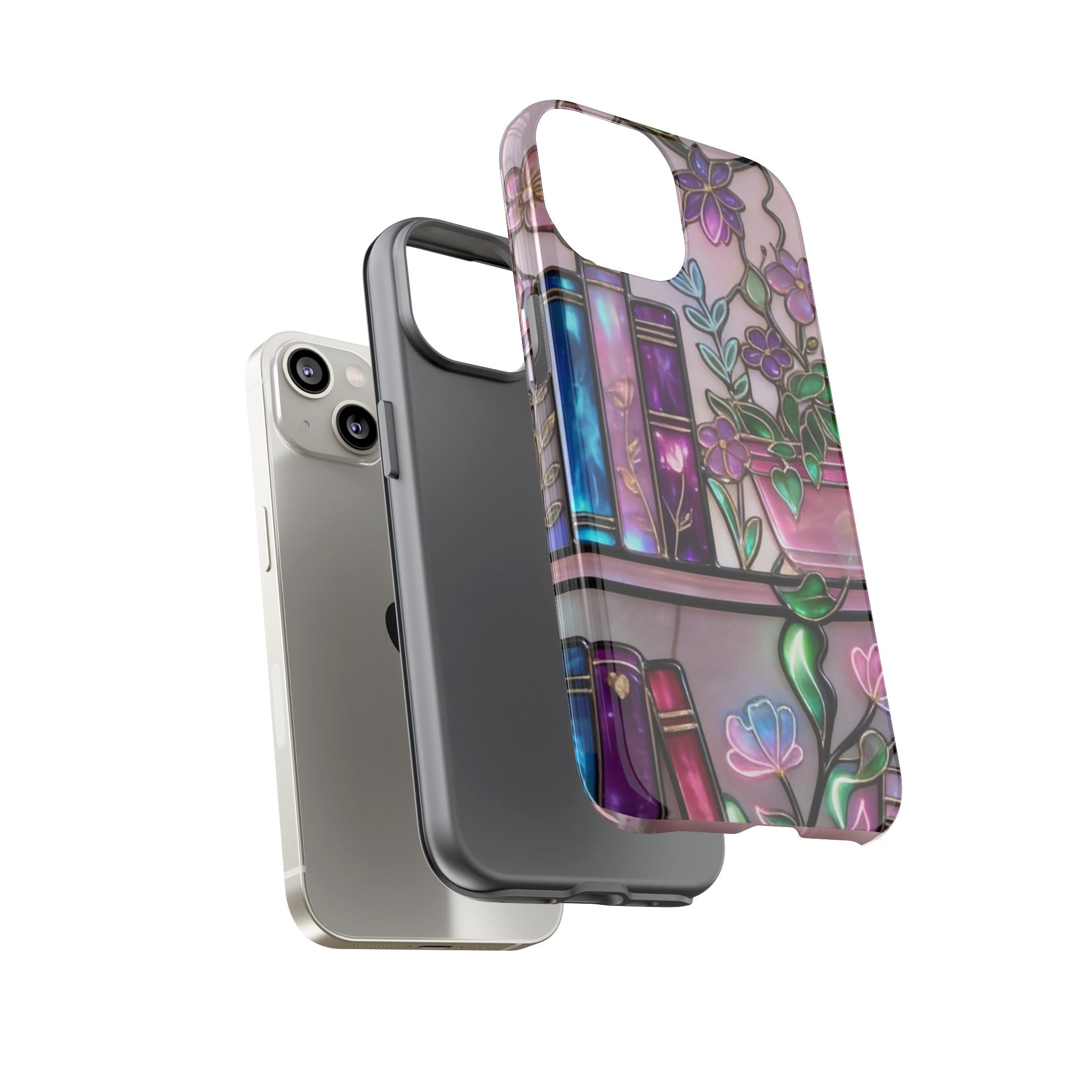 Floral Bookshelf Phone Case — Pastel Botanicals & Magical Book Art Printify