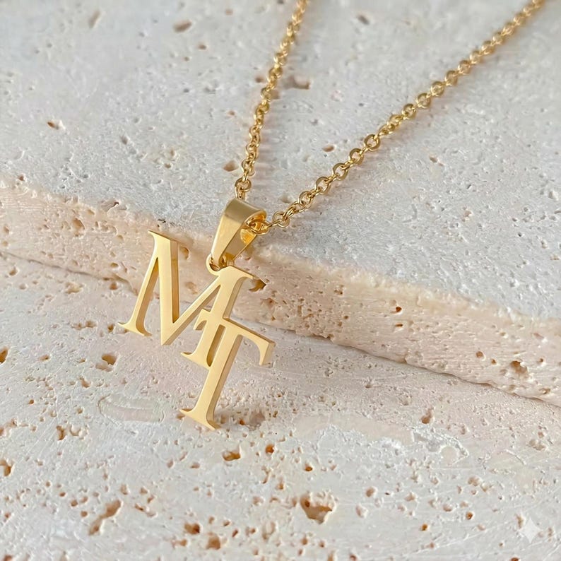 Custom interwoven double letter necklace