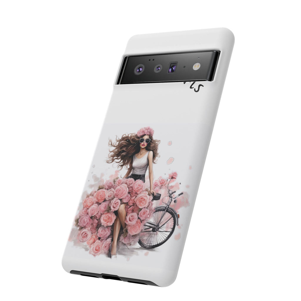Paris Rose Bicycle woman phone case | Floral iPhone case Printify