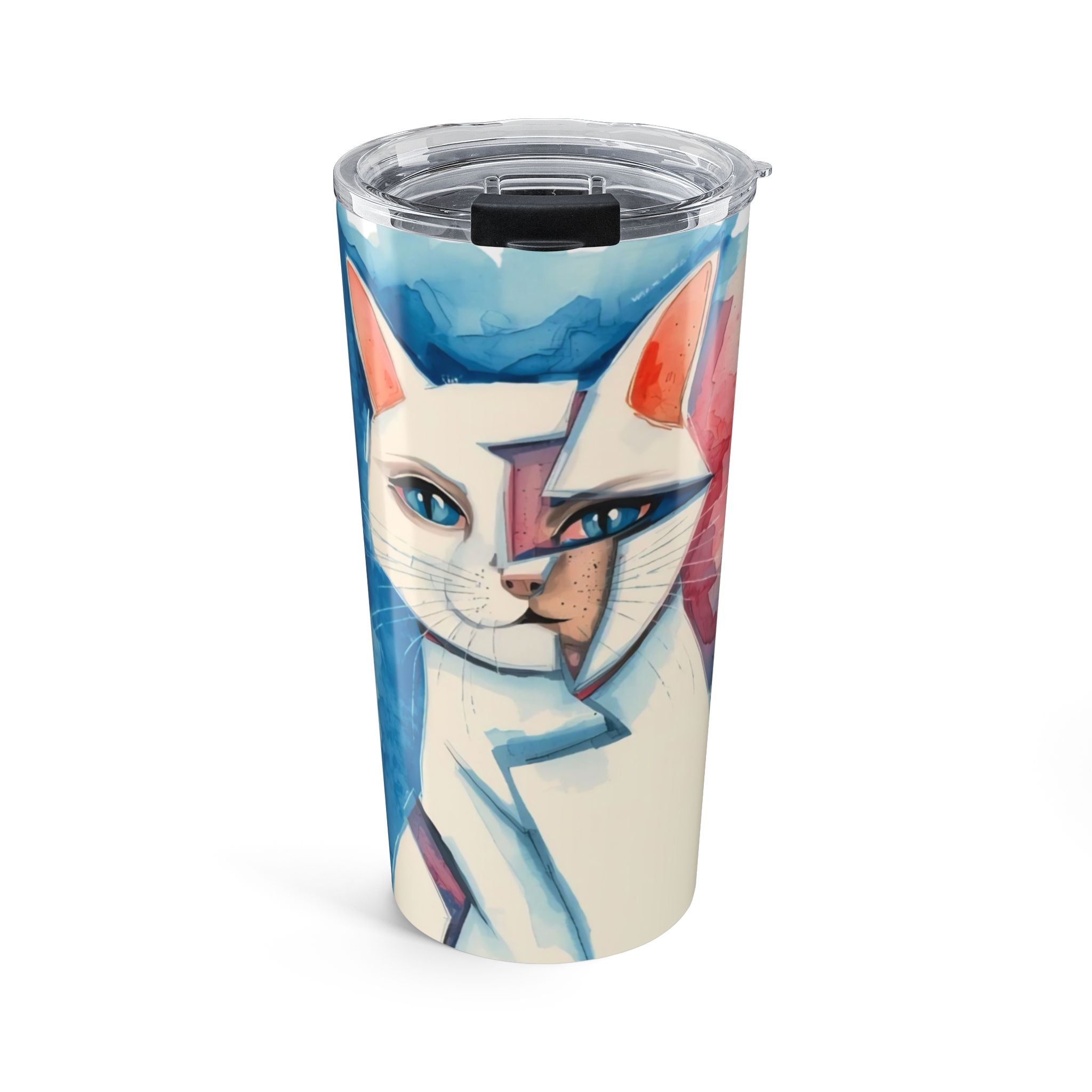 Picasso Cat 20oz Tumbler — Abstract Watercolor Cat Travel Cup Printify