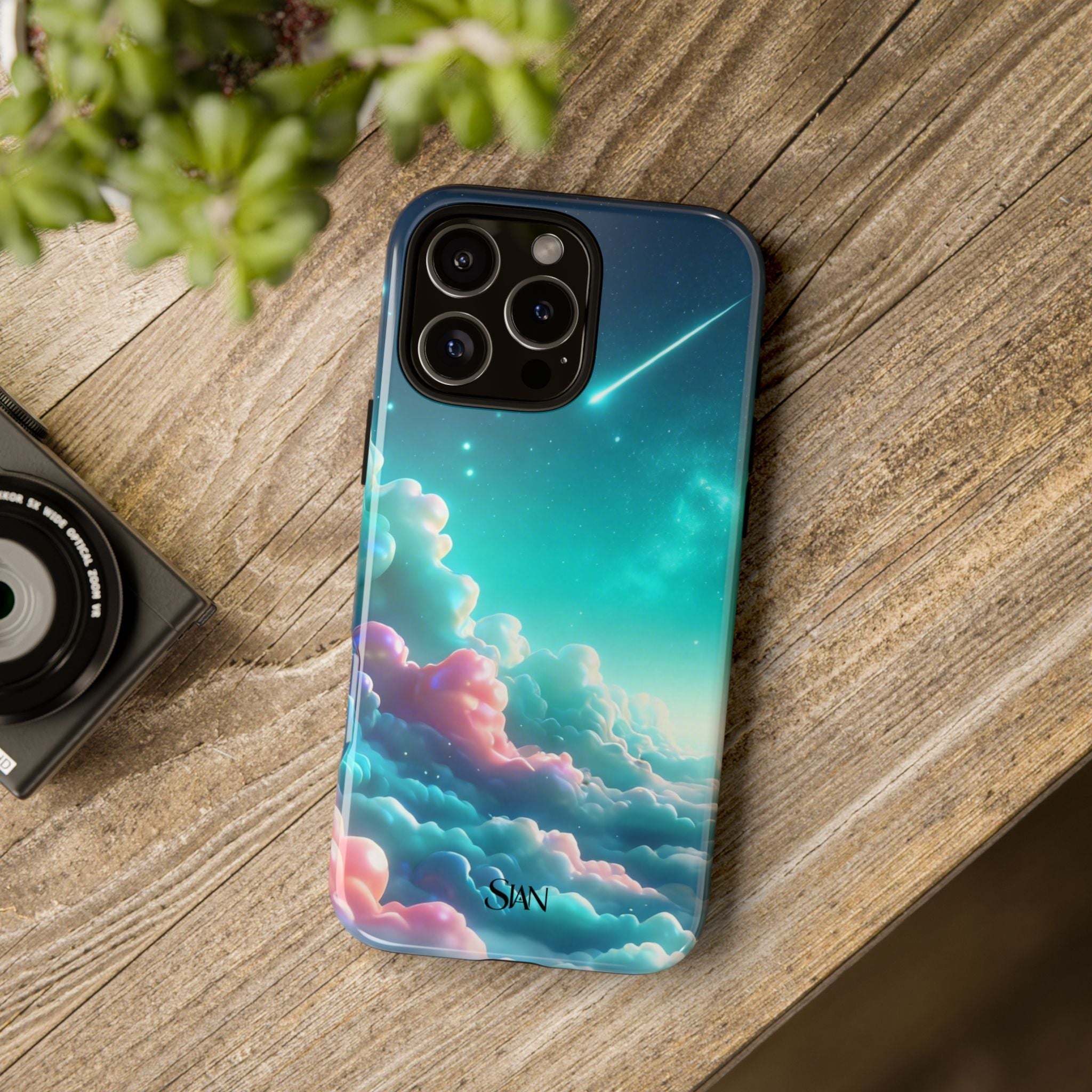 Dreamy Pastel Clouds with Shooting Star phone case Printify