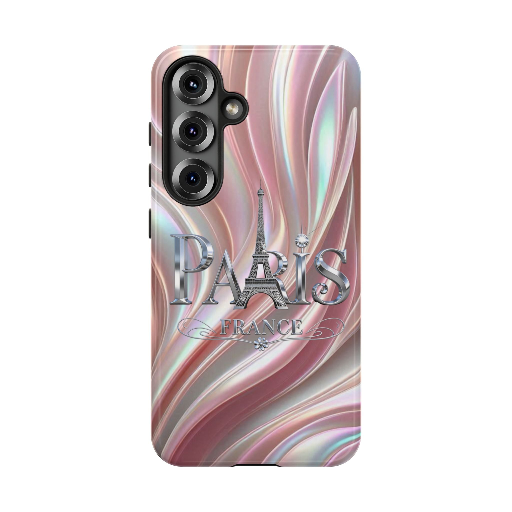 Paris Eiffel Phone Case — Iridescent Swirl Tough Case Printify