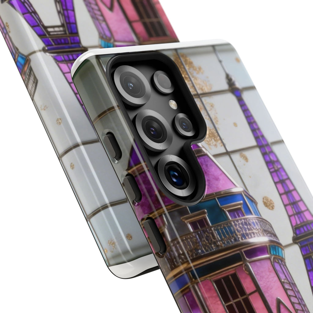 Parisian Eiffel Tower Tough Phone Case — Purple Vintage Cityscape Printify