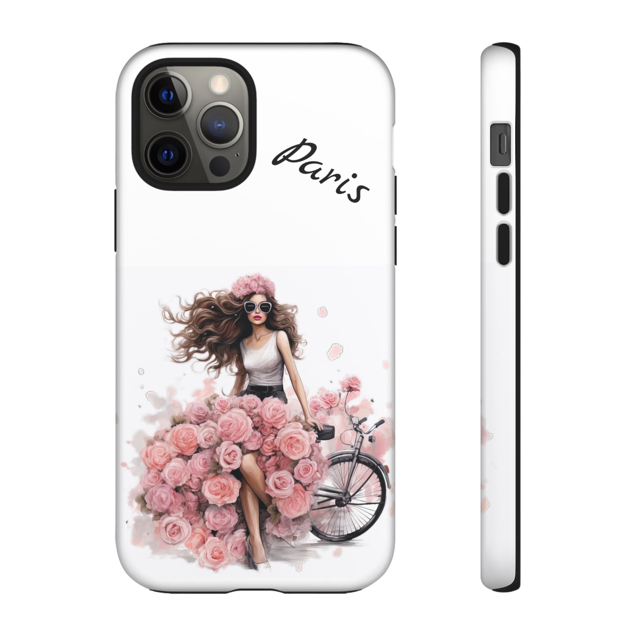 Paris Rose Bicycle woman phone case | Floral iPhone case Printify
