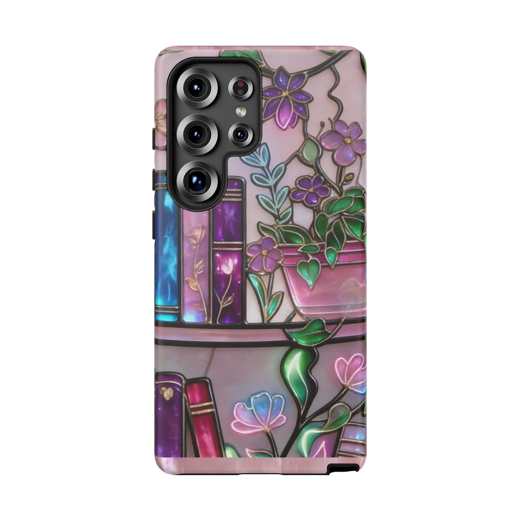 Floral Bookshelf Phone Case — Pastel Botanicals & Magical Book Art Printify