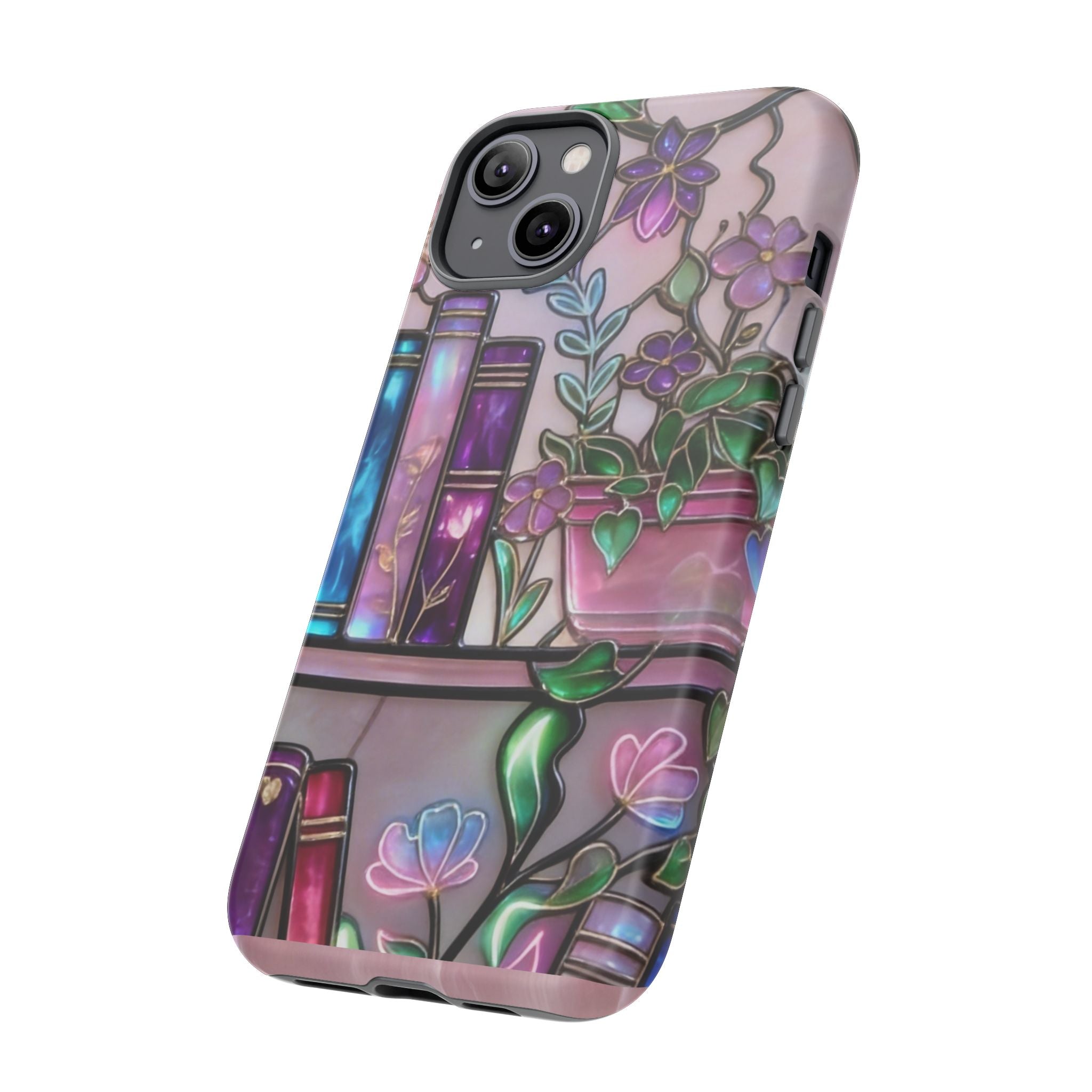 Floral Bookshelf Phone Case — Pastel Botanicals & Magical Book Art Printify