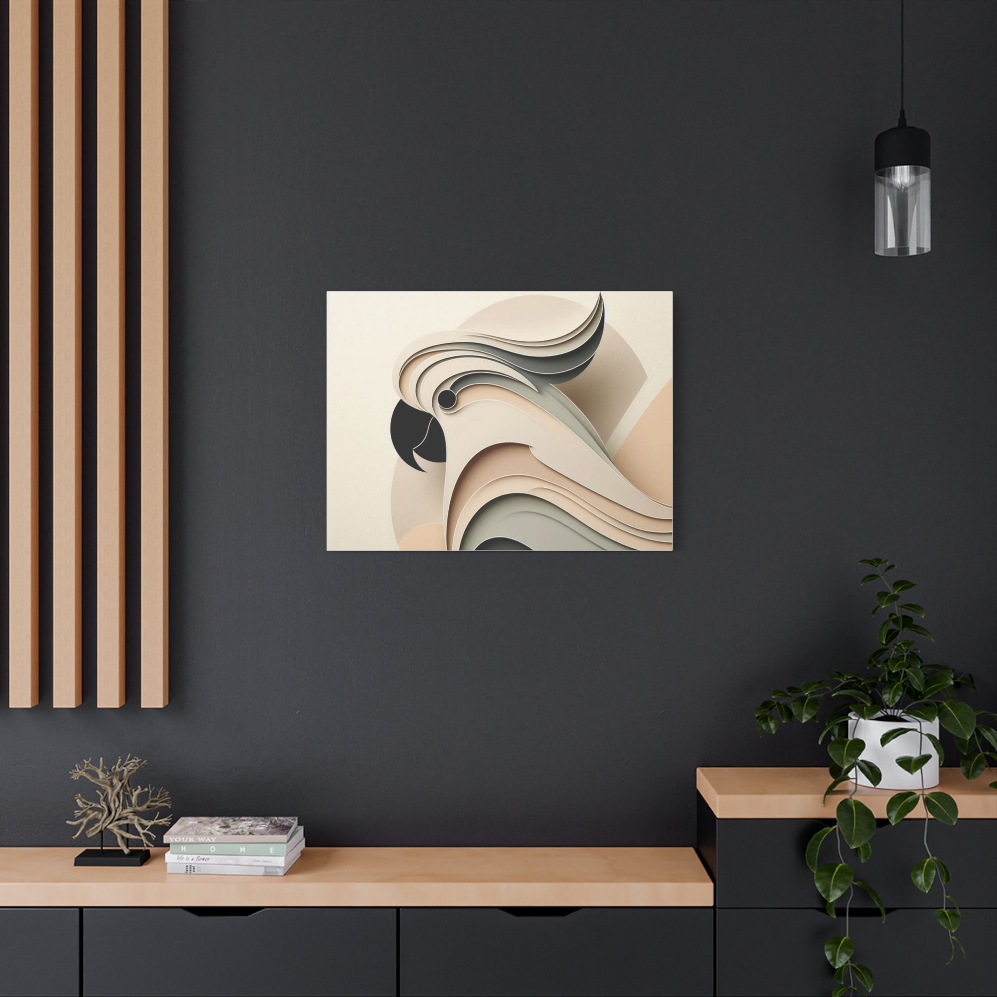 Abstract Paper Cut Cockatoo Matte Canvas Printify